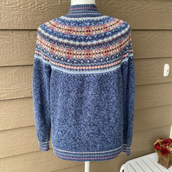 Tiara International Women's Fair Isle Nordic Zip Front Cardigan Sweater - Picture 2 of 15